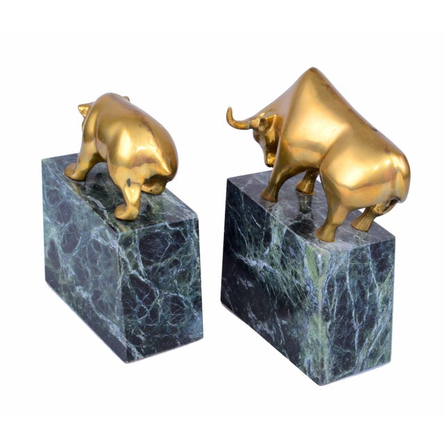 Vintage Brass Bull & Bear Bookends A Pair Chairish