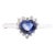 14k White Gold Genuine Heart Cut Blue Sapphire Halo Diamond Promise Ring Size 7 For Sale