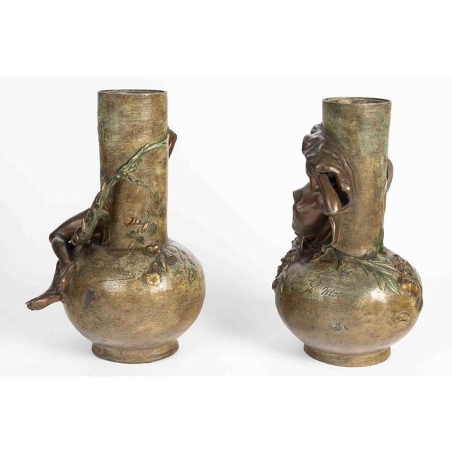 Napoleon III Regule Vases by L. Moreau, 1800s, Set of 2 For Sale - Image 5 of 11