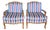 Pair Striped Baker Bergères For Sale