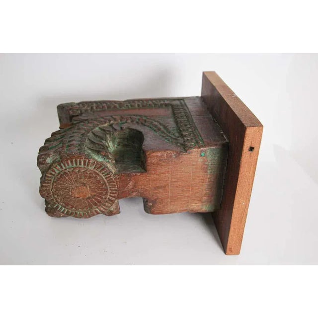 Architectural Carved Wood Temple Fragment Wall Bracket from India For Sale - Image 12 of 12