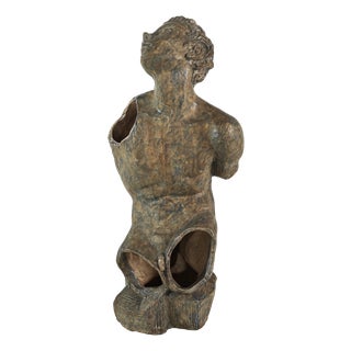 Blue and Green Ceramic Nude Male Torso Sculpture from Cio Zanetta, Italy, 1990s For Sale