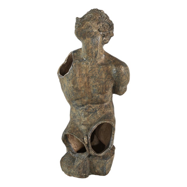 Blue and Green Ceramic Nude Male Torso Sculpture from Cio Zanetta, Italy, 1990s For Sale