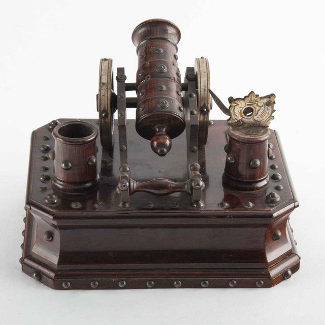 Victorian Cannon-Form Cigar Companion Box Late 19th Century Whimsical Victorian smoking accessory modeled as a field...