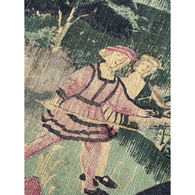 Vintage French Screenprinted Tapestry with Departure to Hunt Motif, 1970s For Sale - Image 13 of 18