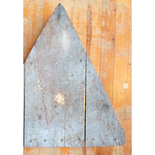 Shabby Chic 19th Century Rustic Primitive Blue Painted Sculptural Triangular War Decoration For Sale - Image 3 of 9