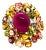 Bochic “Orient” Vintage Natural Ruby, Diamond & Multi Sapphire Ring Set In 18K G For Sale