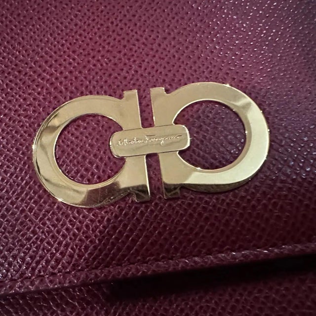 Red 21st Century High Quality Red Leather and Brass Shoulder Bag by Ferragamo For Sale - Image 8 of 13