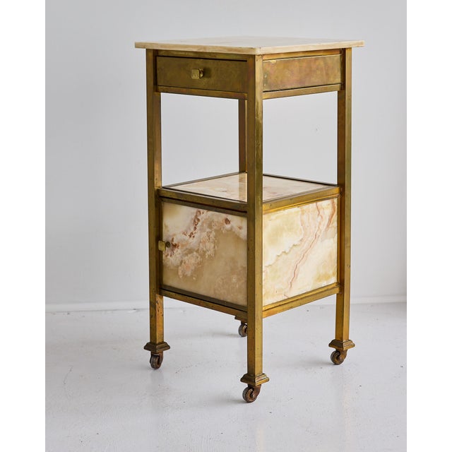 Brass French Brass and Onyx Side Table on Casters, Circa 1900 For Sale - Image 8 of 18