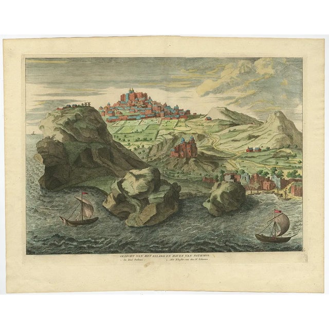 The City and Harbour of Pathmos, Patmos or Patimo in Greece, 1725, Print For Sale