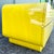 1980s Postmodern Yellow Gloss Laminate Waterfall Chest of Drawers With Gold Accents For Sale - Image 5 of 6