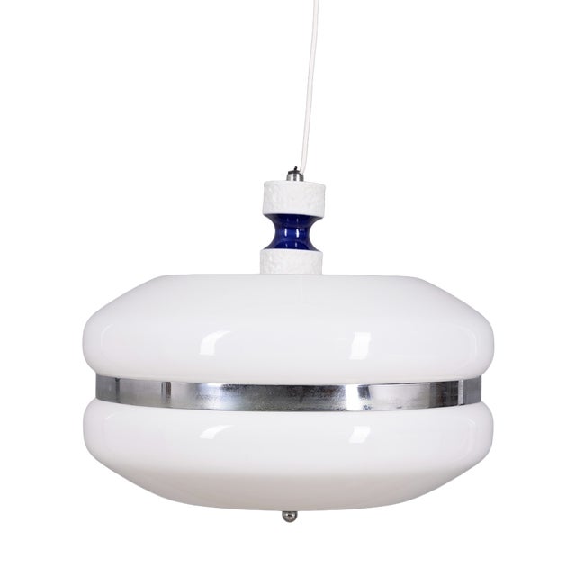 Vintage Italian White Plastic Pendant, 1970s For Sale