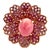 18k Rose Gold Conch Pearl, Ruby & Pink Sapphire Floral Ring, Size 6 For Sale