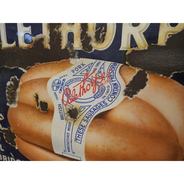 Early 20th Century Large Enamel Pictorial Sausage Sign from Palethorps Royal Cambridge, 1910 For Sale - Image 5 of 9