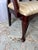 Brown Vintage Queen Anne Style Triple-Back Walnut Settee With Stripe Satin Cushion For Sale - Image 8 of 12