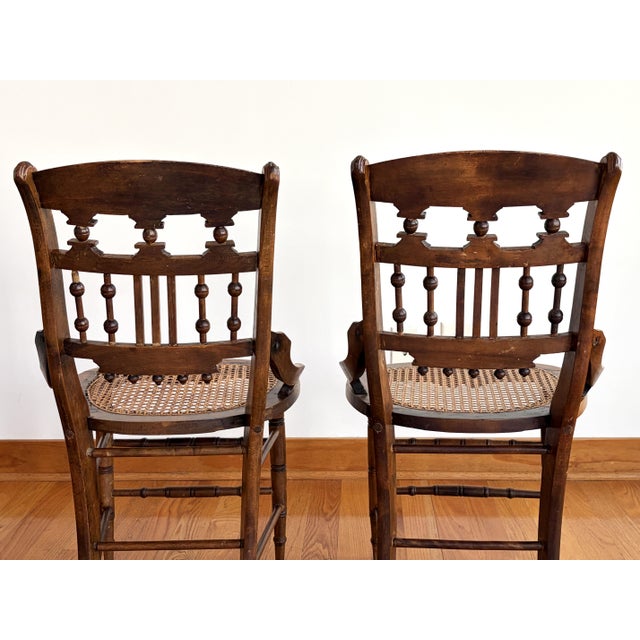 Victorian Eastlake Cane Seat Chairs - A Pair For Sale - Image 11 of 14