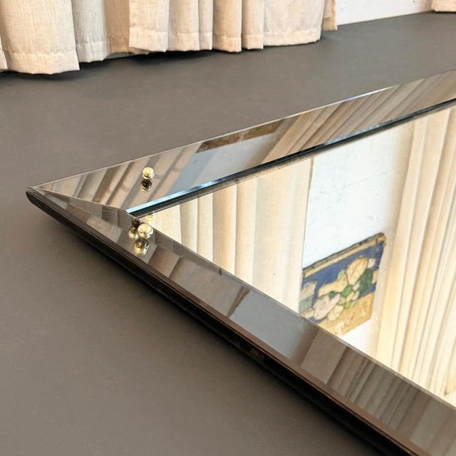 Mid 20th Century Streamlined Smoked Glass Frame Shadowbox Wall Mirror For Sale - Image 9 of 9