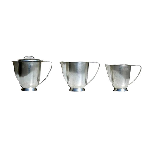 Alpacca Metal Serving Coffee Set by Gio Ponti for Calderoni, 1940s, Set of 3 For Sale
