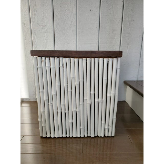 1980s Petite Bamboo and Reclaimed Wood Side Table For Sale In Monterey, CA - Image 6 of 6