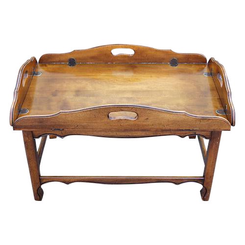 '70's Dark Wood Tone Drop Leaf Coffee Table | Chairish