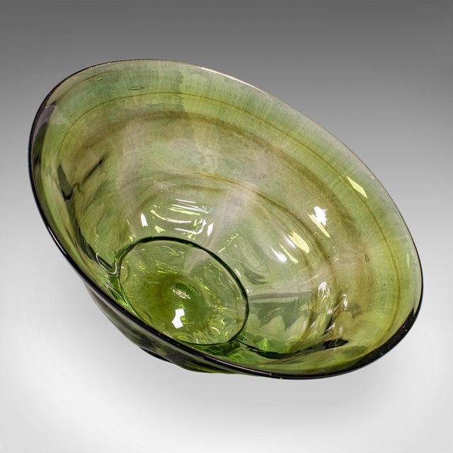 Green Vintage Mid Century Modern Fruit Bowl, Continental, Art Glass Serving Dish, 1970 For Sale - Image 8 of 12