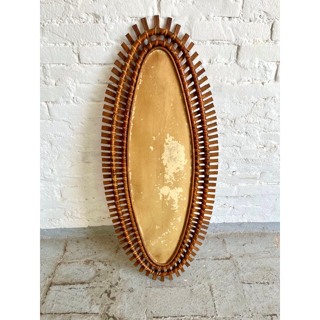 Large Italian Wicker Mirror, 1950s For Sale - Image 10 of 11