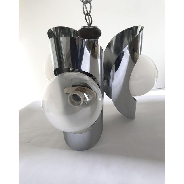 Mid-Century Modern Chandelier in Metal Chrome and Glass, 1970 For Sale - Image 12 of 18