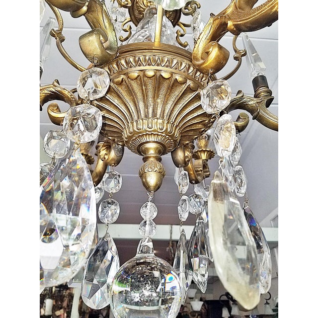 1930s 1930s French Bronze Dore' Crystal Chandelier For Sale - Image 5 of 17