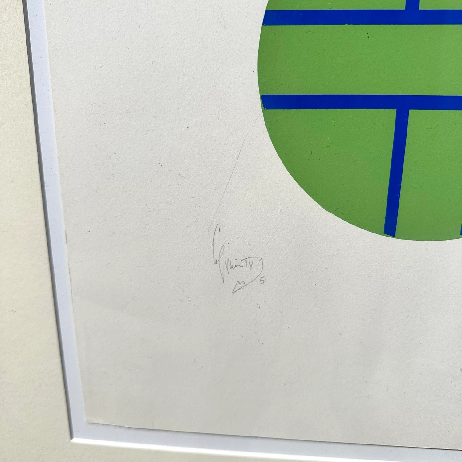 Vintage 1970s Abstract Geometric Lithograph - Side view
