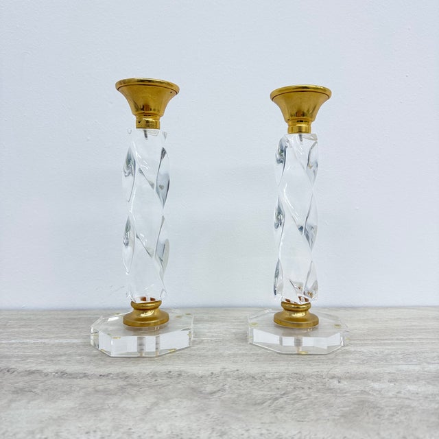 Twisted Acrylic Glass Candleholders, 1970s, Set of 2 For Sale - Image 11 of 12