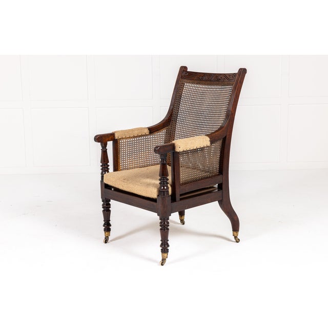 Brown Regency Mahogany Bergère Library Armchair in the style of Gillows For Sale - Image 8 of 8