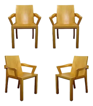 1990s Dakota Jackson Maple Wood "Library" Armchairs, Set of Four