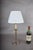 Vintage Brass Table Lamp, Worn Silver-Tone Finish, Pleated Shade, 1940s For Sale - Image 6 of 7