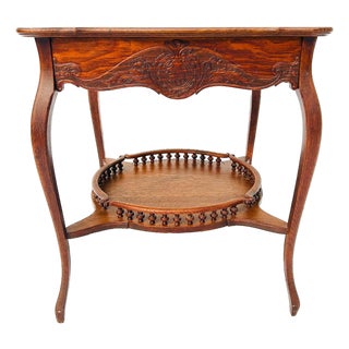 Antiques Galley Solid Oak Occasional Parlor Table For Sale