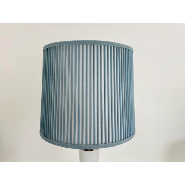 Traditional Retro Drum Stick Shade in Solid Light Blue, 12" For Sale - Image 3 of 5