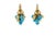 Blue Turquoise Diamonds Golden Sphere Bells Motif Two Tone Gold Huggie Earrings, A Pair For Sale In Washington DC - Image 6 of 14