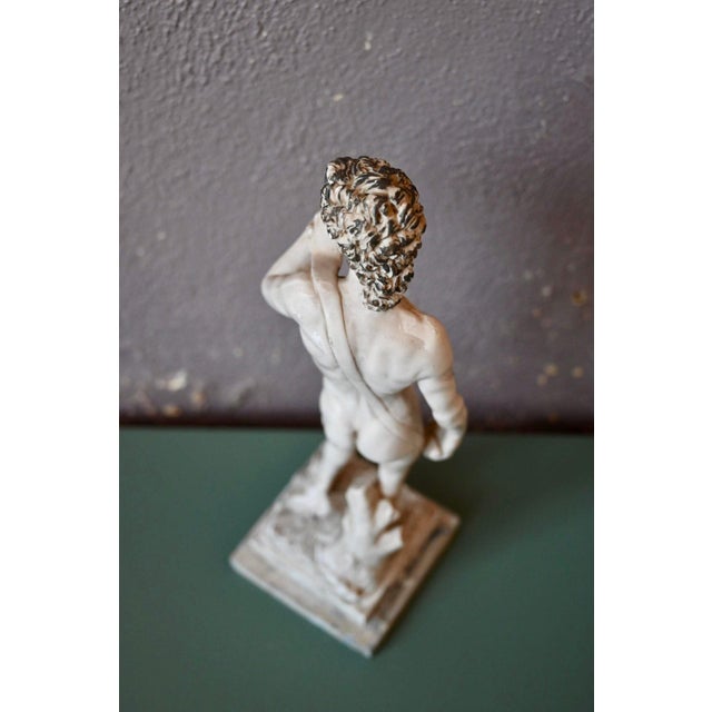 Antique Michelangelo's Nude David Statuette Reproduction with a Marble Effect, 1960s For Sale - Image 6 of 8