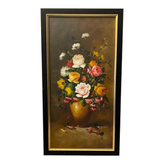 Vintage Floral Painting Framed Reproduction For Sale