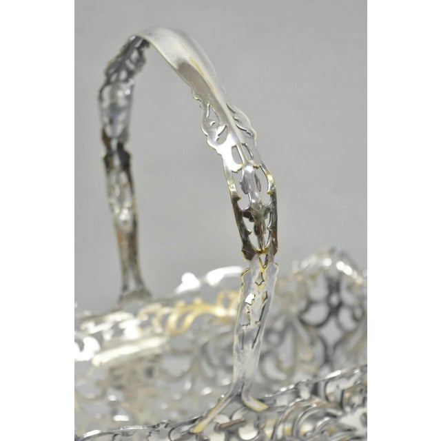 Metal Antique Victorian Silver Plated Reticulated Scrollwork Bread Basket by Forbes For Sale - Image 7 of 15
