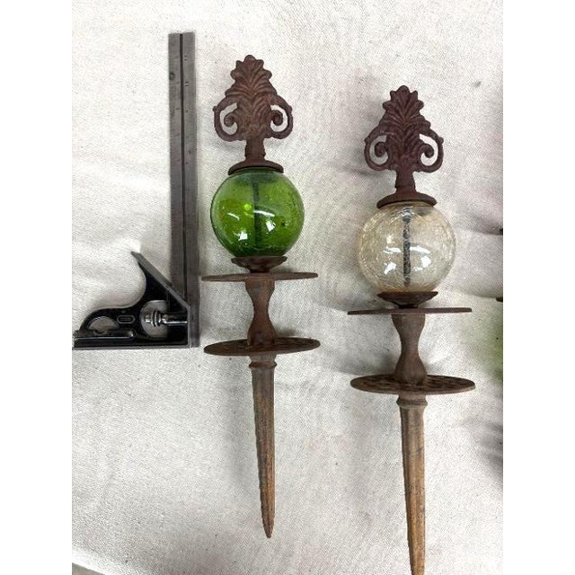 Auburn Set of Three Cast Iron and Crackle Glass Hose Guards For Sale - Image 8 of 10