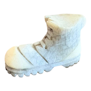 Miniature Hand Carved Marble/Alabster Man’s Work Boot, 1.25” H