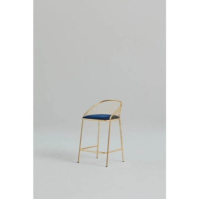 Pair of agora bar low stool by pepe albargues dimensions: w 50 x d 52 x h 87 cm seat 67 cm materials: iron strucutre and...