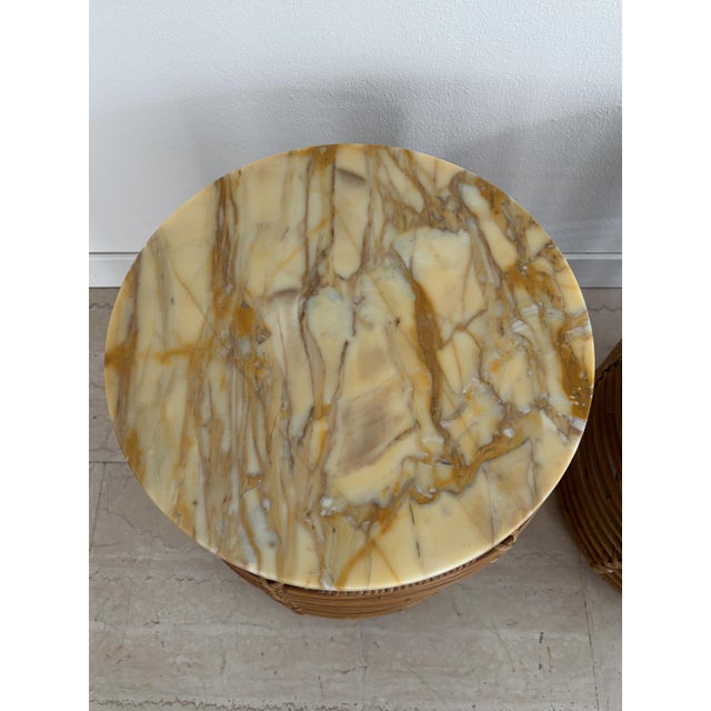 Vintage Italian Rattan and Bamboo Coffee Tables, 1960s, Set of 2 For Sale - Image 9 of 14