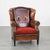 Vintage Leather Wing Chair with Red Corduroy Seat Cushion For Sale - Image 14 of 14