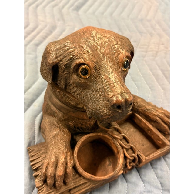 Circa 1860 Walnut Black Forest Dog Tobacco Box For Sale - Image 4 of 11