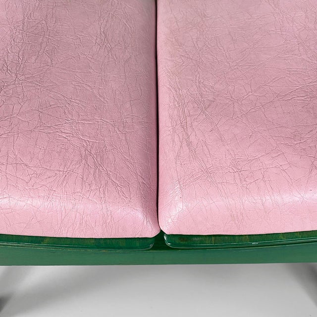 French Modern Argos Armchair in Pink Leather and Green Wood by Baumann, 1970s For Sale - Image 18 of 18