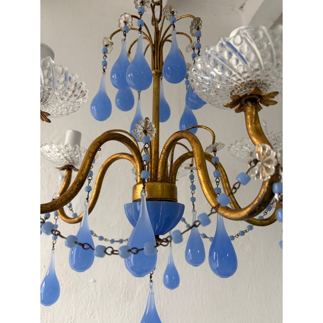 1910s Lavender Purple Opaline Drops Beads French One of a Kind Chandelier Rare For Sale - Image 5 of 10