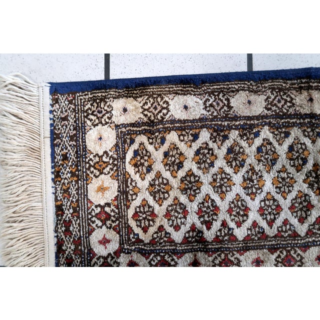 Textile 1950s, Vintage Turkish Sivas Silk Mat 0.9' X 2.1' For Sale - Image 7 of 8