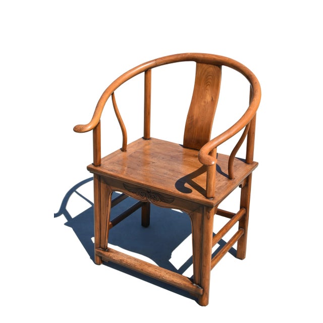 Almond 19th Century Chinese Horseshoe Chairs Pair For Sale - Image 8 of 13