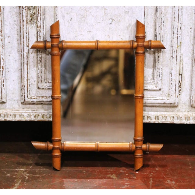 Early 20th Century Early 20th Century French Faux Bamboo Wall Mirror For Sale - Image 5 of 6